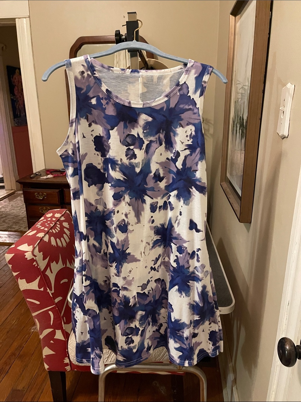 Lavender & Navy Watercolor dress